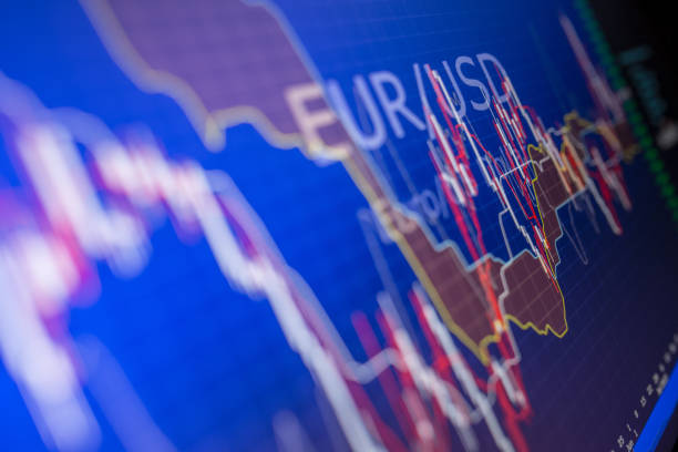 istock Data analyzing in foreign finance market: the charts and quotes on display. Analytics in pairs EUR / USD 656173558