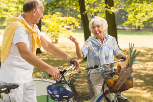 istock Elderly woman having bike trip 656174064