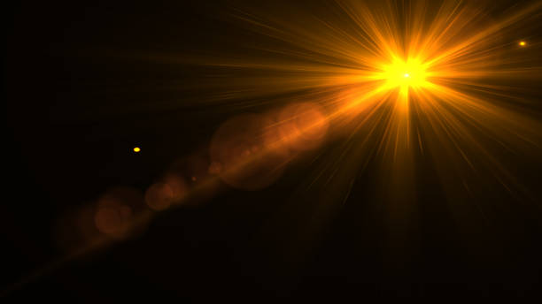 istock Lens flare  light over black background. easy to add overlay or screen filter over Photos 656178668