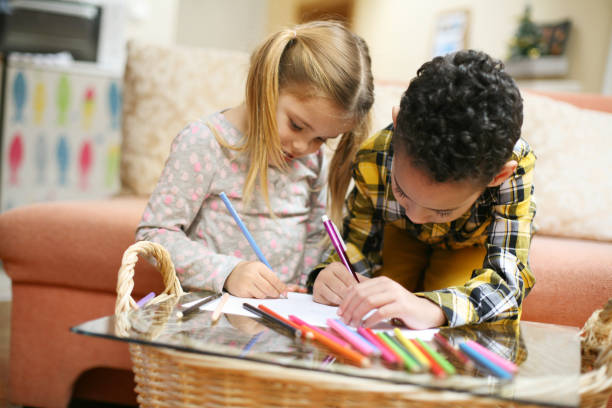 istock Little smart girl and boy. 656179262