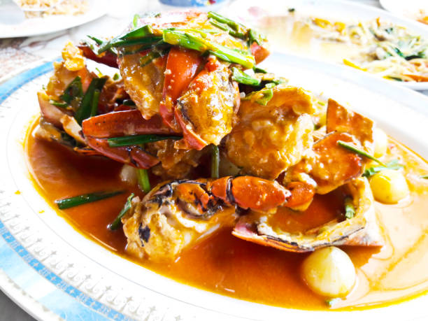 istock Stir-Fried crab with Garlic, Peper, Curry Powder. 656179686