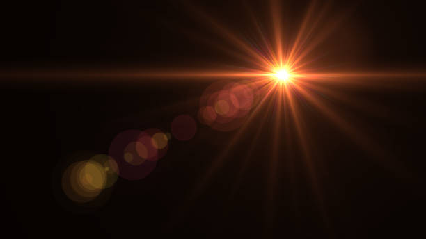 istock Lens flare  light over black background. easy to add overlay or screen filter over Photos 656179932