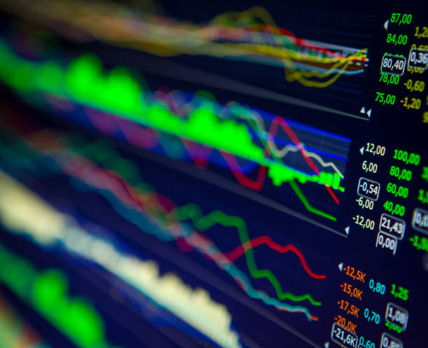 istock Data analyzing in forex market: the charts and quotes on display. Analytics U.S. dollar index DXYO. 656185114