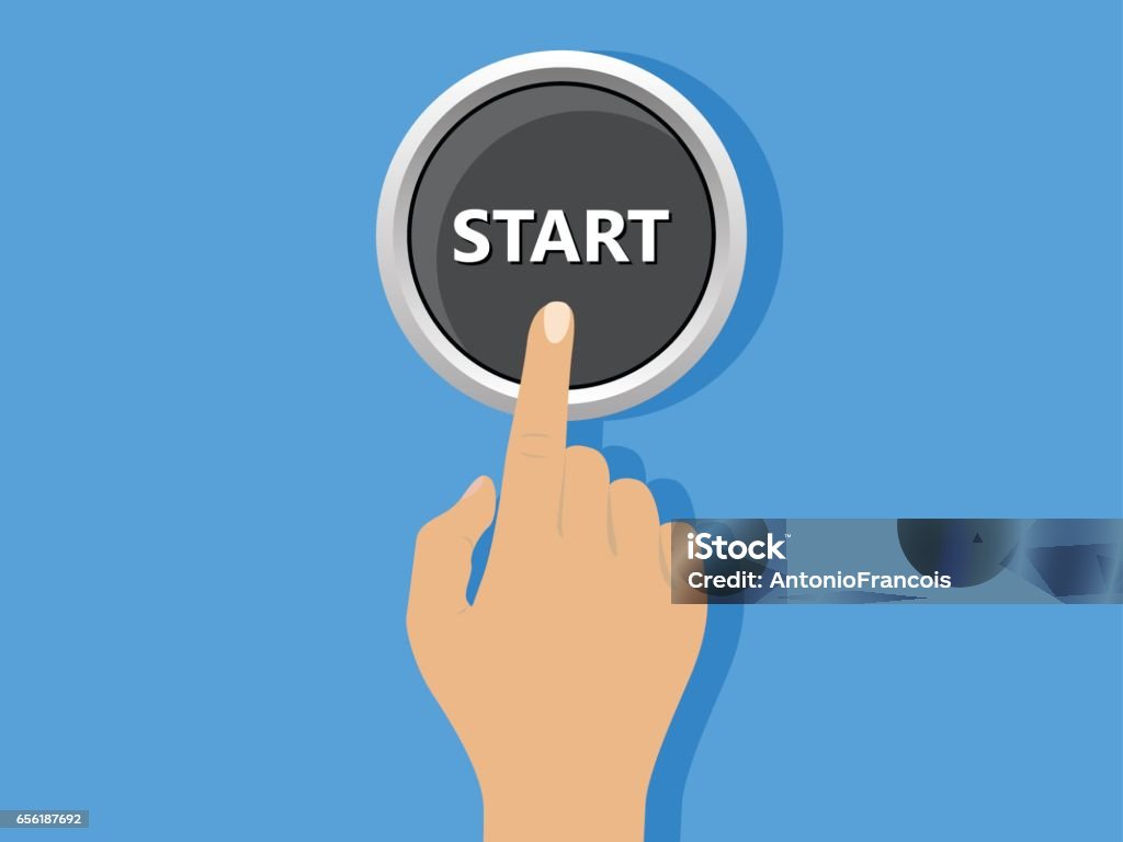 Finger Start Button Hand Touch Start Button Push Press Finger Stock Illustration - Download ...