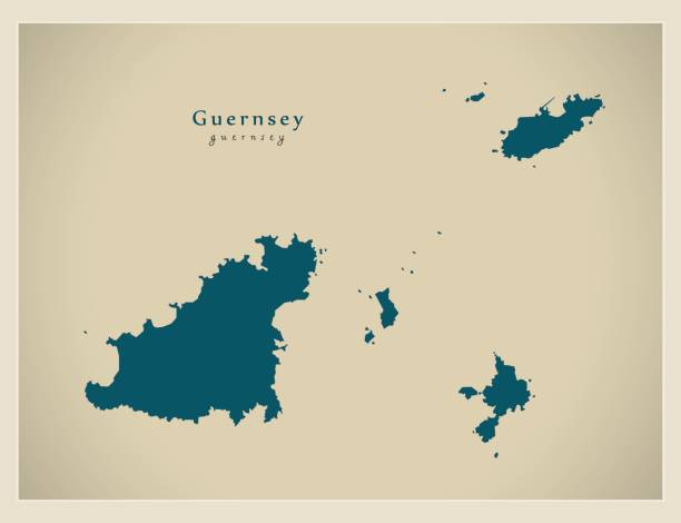 nowoczesna mapa - guernsey gg - local landmark illustrations stock illustrations