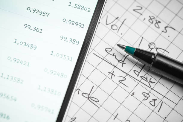 istock Data analyzing in forex market: the charts and quotes on smartphone display. Analytics  pair U.S. dollar 