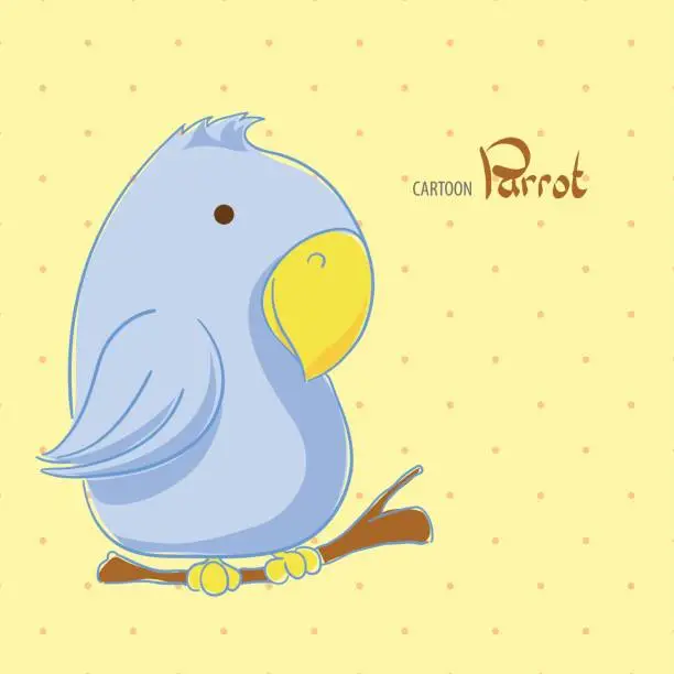 Vector illustration of cute cartoon parrot