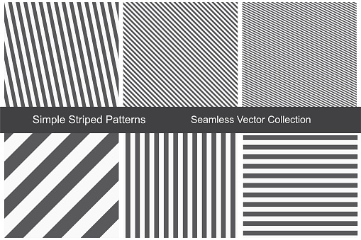Striped patterns. Seamless vector collection. Black and white texture.