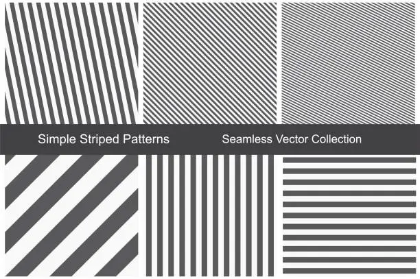 Vector illustration of Striped patterns. Seamless vector collection.
