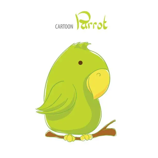 Vector illustration of Cute green parrot