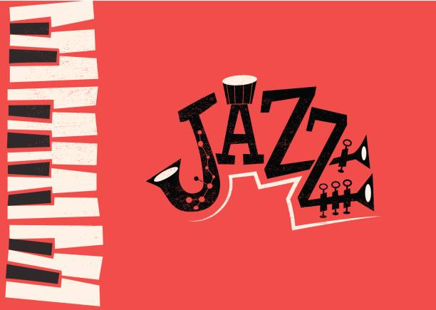 재즈 음악-레트로 플랫 일러스트 - jazz stock illustrations