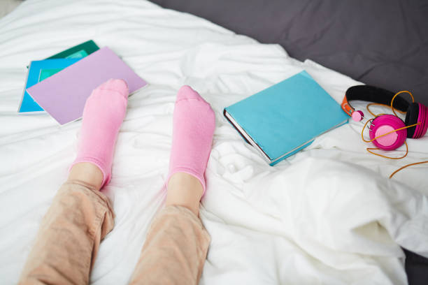 istock Feet in pink socks 656210714
