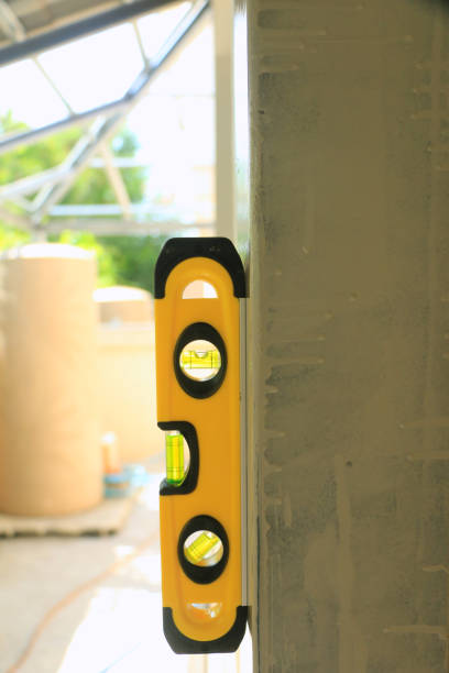 istock Water level gauge put on steel beam at construction site 656213924