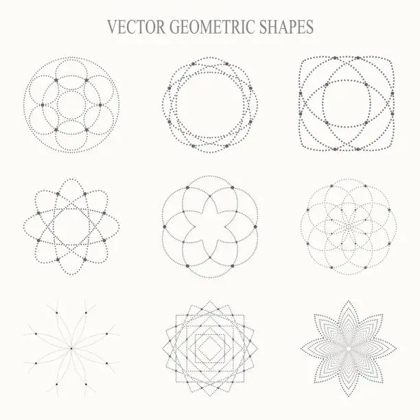 Vector illustration of Collection of vector geometric shapes.