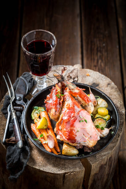istock Roasted pheasant with bacon and vegetables and spices 656214544