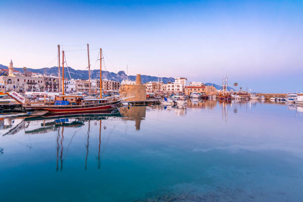 Kyrenia old Harbour of Northern Cyprus Kyrenia, Northern Cyprus - March 07, 2017 : Kyrenia old harbour and castle view in Northern Cyprus. Kyrenia is populer tourist destination in Northern Cyprus. lough erne photos stock pictures, royalty-free photos & images
