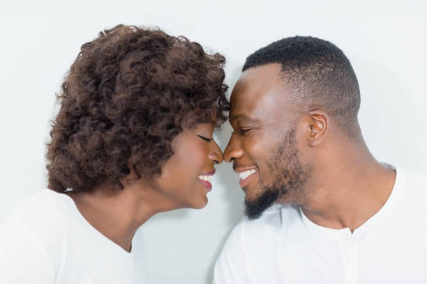 istock Couple romancing face to face in bedroom 656219072