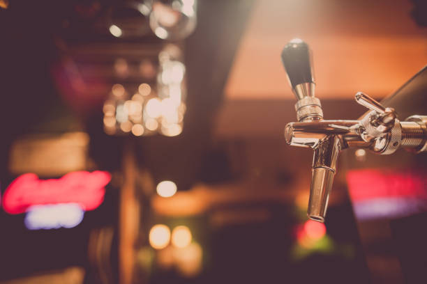 Color close up image of a beer tap in bar or restaurant.