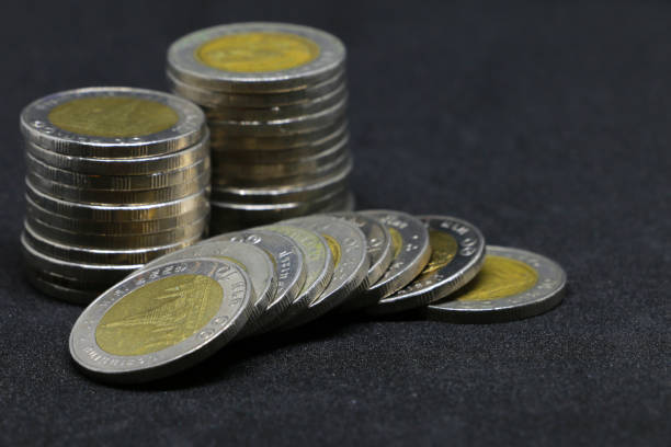 Thai coin money on the black background