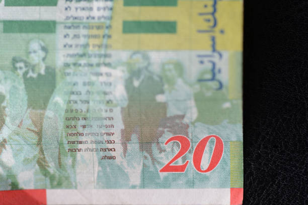 istock Twenty Israeli shekels on a dark background 656230516