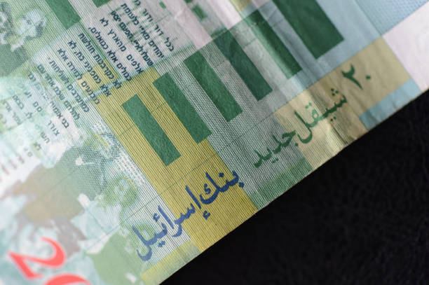istock Twenty Israeli shekels on a dark background 656230570