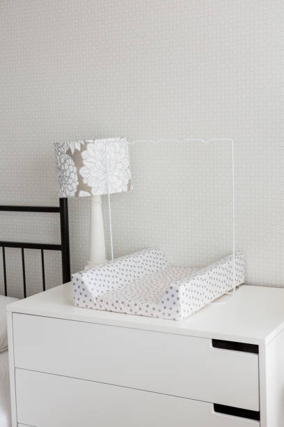 istock Table lamp and tray on cabinet 656234772