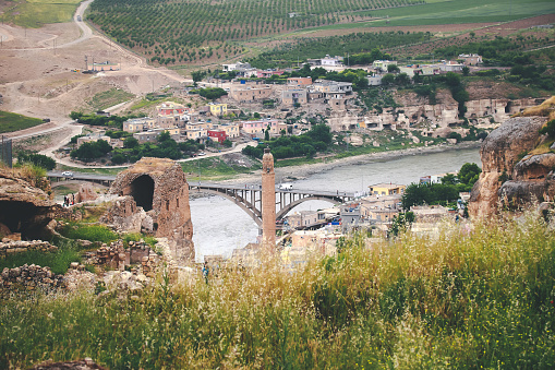 A Hasankeyf scenery. In the near future a bridge will be built in this area and all historical buildings will be underwater, Batman, Turkey