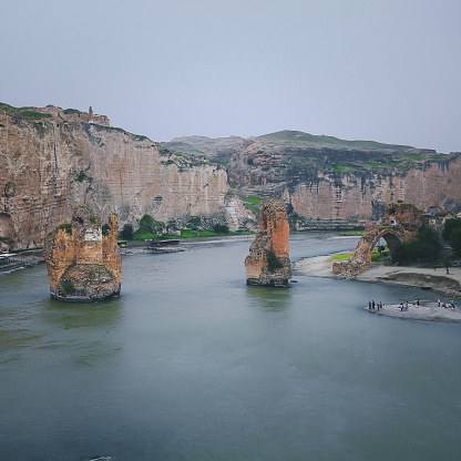 A Hasankeyf scenery. In the near future a bridge will be built in this area and all historical buildings will be underwater, Batman, Turkey