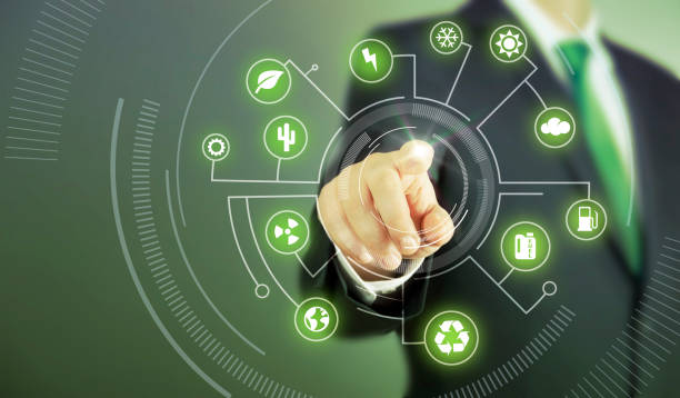 istock Business man touch screen concept - Green 656255856