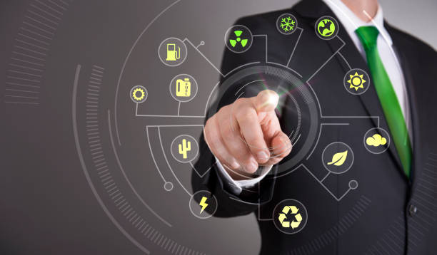 istock Business man touch screen concept - Ecology 656255866