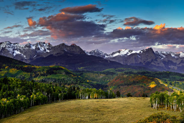 First Light in the San Juan Mountains Autumn morning sunrise in the San Juan Mountains of Colorado. littleton colorado stock pictures, royalty-free photos & images