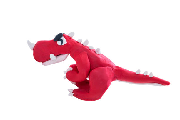 istock Red dinosaur clay model. Play dough animal. 656272178
