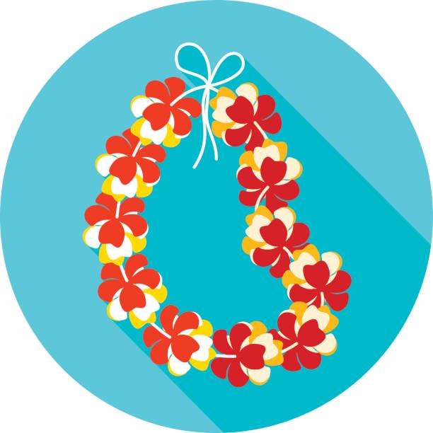 ilustrações, clipart, desenhos animados e ícones de colar de flores no havaí, coroa de ícone. férias - necklace