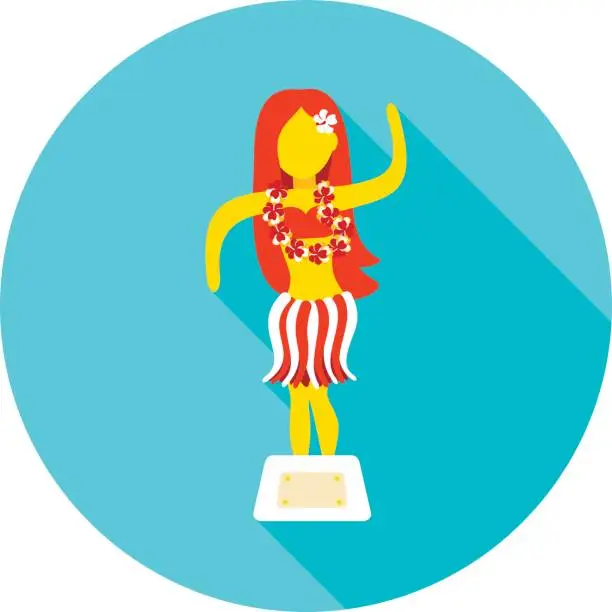 Vector illustration of Hula Dancer Statuette icon. Summer. Vacation