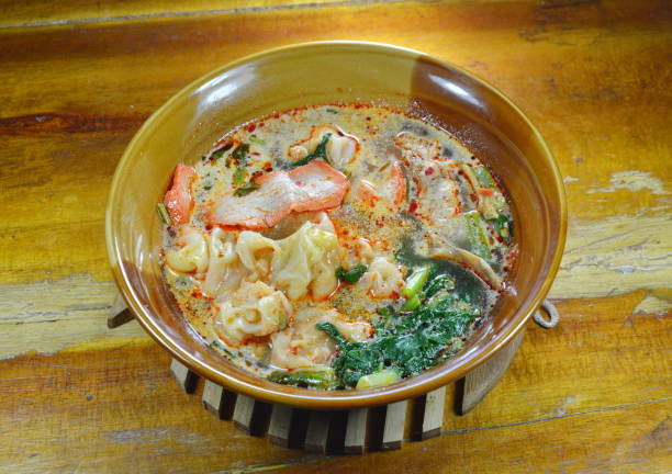 istock Chinese pork dumpling in spicy soup 656272898