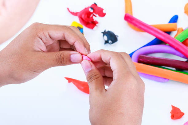istock Child molding model clay. Strengthen the imagination. 656273272