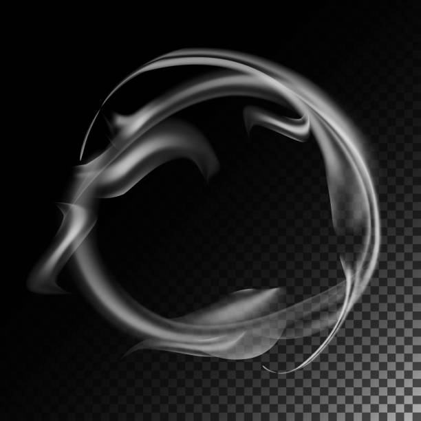 ilustrações de stock, clip art, desenhos animados e ícones de realistic cigarette smoke waves vector. 3d illustration. smoking symbols on gray. smoke rings - smoke smoking abstract wave pattern