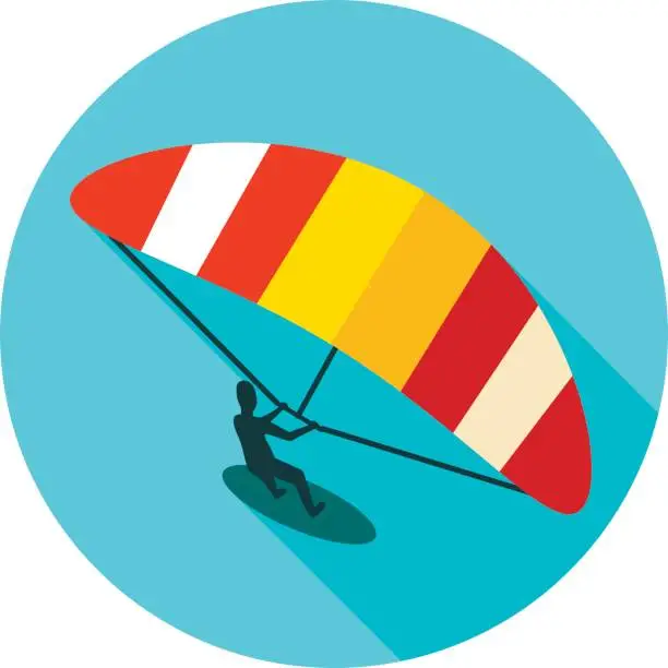Vector illustration of Kite boarding. Kite surfing icon. Summer. Vacation