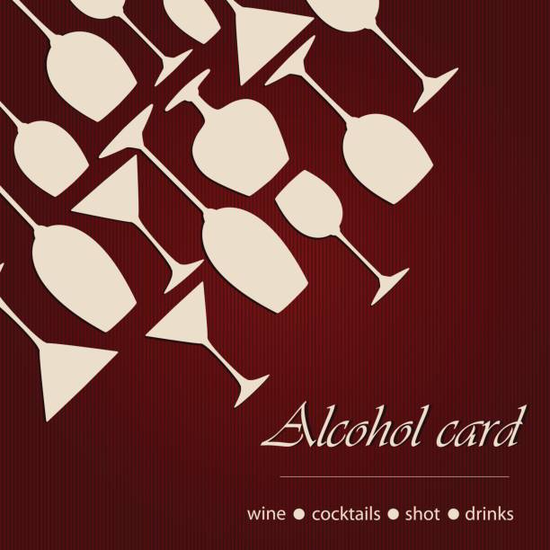 illustrations, cliparts, dessins animés et icônes de modèle d’une carte d’alcool - martini glass wineglass wine bottle glass