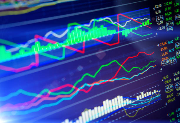 istock Data analyzing in forex market: the charts and quotes on display. Analytics U.S. dollar index DXYO. 656286884