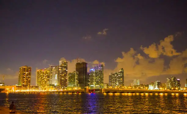 miami night light on the bay