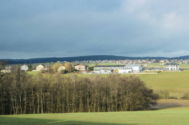 istock Villages on green hills. 656296088