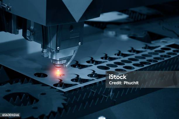 The Cnc Laser Cut Machine Stock Photo - Download Image Now - Laser, Cutting, Welding