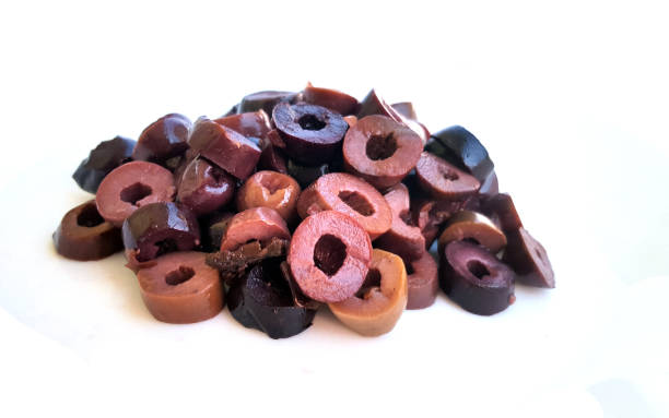 Heap of sliced olives stock photo