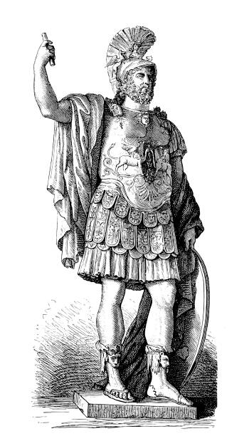 pyrrhus grecki generał wojownik - ancient rome illustration and painting engraving engraved image stock illustrations