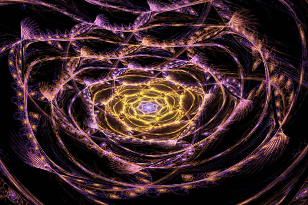 istock Abstract illustration of a fractal spiral pattern on black background 656314660