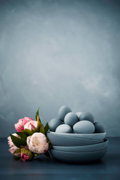 istock Easter still life with hand painted ombre eggs and flowers 656315260