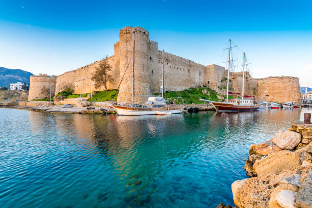 Kyrenia Castle view in Northern Cyprus Kyrenia old harbour and castle view in Northern Cyprus. Kyrenia is populer tourist destination in Northern Cyprus. cyprus island stock pictures, royalty-free photos & images
