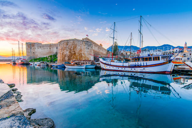 Kyrenia Castle view in Northern Cyprus Kyrenia old harbour and castle view in Northern Cyprus. Kyrenia is populer tourist destination in Northern Cyprus. lough erne photos stock pictures, royalty-free photos & images