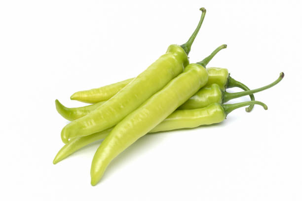 istock Close up green chili pepper on white background isolated. 656324394